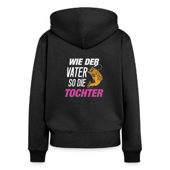 Angel Mädchen Wie der Vater so die Tochter - Frauen Premium Bio Zip Hoodie - Schwarz - Hinten - Julia (174cm)