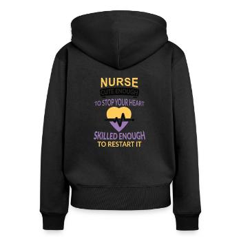 Nurse Cute enough to your heart - Women's Premium Organic Zip Hoodie - black - Back - Julia (174cm)