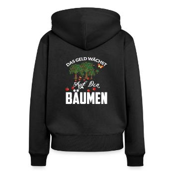 DAS GELD WÄCHST AUF DEN BÄUMEN - Frauen Premium Bio Zip Hoodie - Schwarz - Hinten - Julia (174cm)