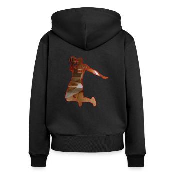 Silhouette de baller de basket-ball dunker - Sweat à capuche zippé Premium bio Femme - noir - Dos - Julia (174cm)