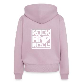 Rock and roll - Sweat à capuche zippé Premium bio Femme - rose poudré - Dos - Julia (174cm)