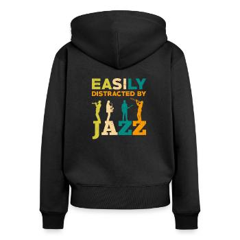Jazz Musique - Sweat à capuche zippé Premium bio Femme - noir - Dos - Julia (174cm)