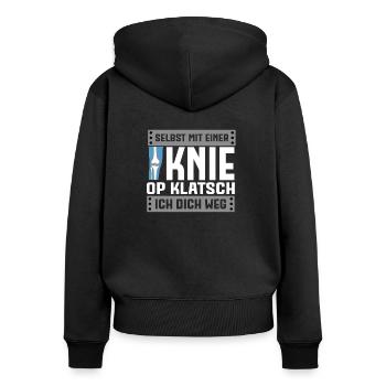Knieersetzung - Selbst Mit Einer Knie Op - Frauen Premium Bio Zip Hoodie - Schwarz - Hinten - Julia (174cm)