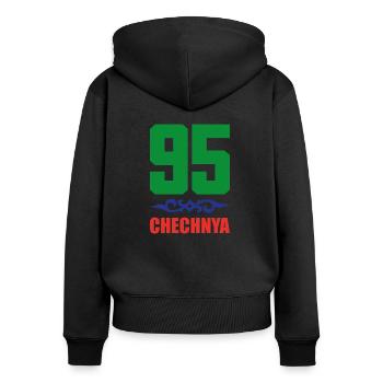 Chechnya Grosny Geschenk Ramsan Kadyrow Noxchi - Frauen Premium Bio Zip Hoodie - Schwarz - Hinten - Julia (174cm)