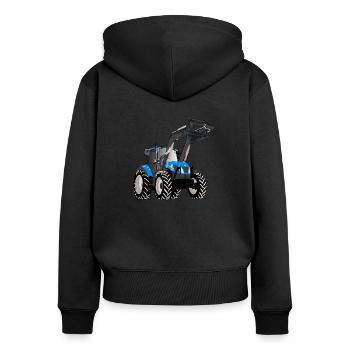 Blue tractor with front loader - Women's Premium Organic Zip Hoodie - black - Back - Julia (174cm)