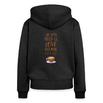 Café - Sweat à capuche zippé Premium bio Femme - noir - Dos - Julia (174cm)
