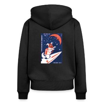 Laika URSS URSS Chien de l’espace cadeau Russie - Sweat à capuche zippé Premium bio Femme - noir - Dos - Julia (174cm)