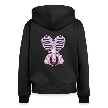 Nu Goth, Pastel Goth Aesthetic, Witchy Creepy Cute - Sweat à capuche zippé Premium bio Femme - noir - Dos - Julia (174cm)