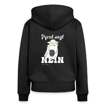 Schimmel sagt Nein lustiges und süßes Pferde - Frauen Premium Bio Zip Hoodie - Schwarz - Hinten - Julia (174cm)