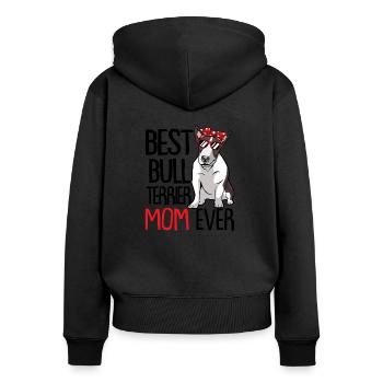 Bullterrier - Frauen Premium Bio Zip Hoodie - Schwarz - Hinten - Julia (174cm)