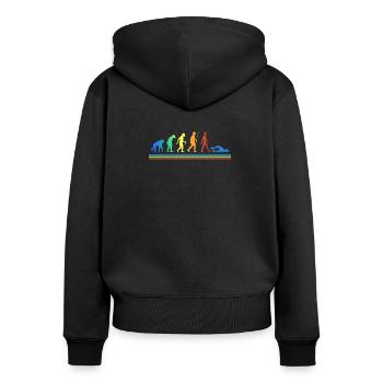 Schwimmer Evolution Freizeitsport Athleten - Frauen Premium Bio Zip Hoodie - Schwarz - Hinten - Julia (174cm)