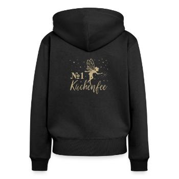 No 1 Küchenfee, Köchin - Küchenfee - Köchin - Chef - Frauen Premium Bio Zip Hoodie - Schwarz - Hinten - Julia (174cm)