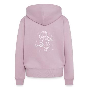 Cosmonaute fusées univers cadeau espace - Sweat à capuche zippé Premium bio Femme - rose poudré - Dos - Julia (174cm)