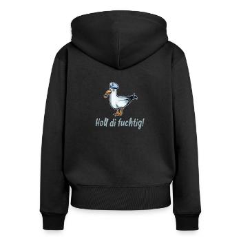 Holl di, reste en bonne santé! Plattdeutsch - Sweat à capuche zippé Premium bio Femme - noir - Dos - Julia (174cm)