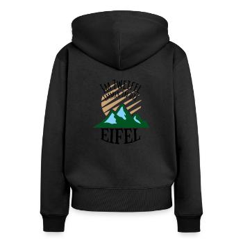 Im Zweifel immer in die Eifel - Frauen Premium Bio Zip Hoodie - Schwarz - Hinten - Julia (174cm)