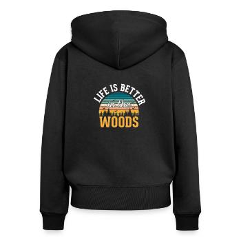 Life Is Better In the Forest - Women's Premium Organic Zip Hoodie - black - Back - Julia (174cm)