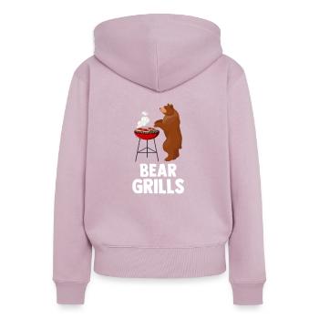 Bear Grills - Sweat à capuche zippé Premium bio Femme - rose poudré - Dos - Julia (174cm)
