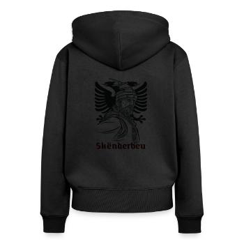 Albanien Flagge Adler Skanderbeg Illyrian Shqip - Frauen Premium Bio Zip Hoodie - Schwarz - Hinten - Julia (174cm)