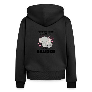Ich schmeisse alles hin und werde Bruder, Elefant - Frauen Premium Bio Zip Hoodie - Schwarz - Hinten - Julia (174cm)