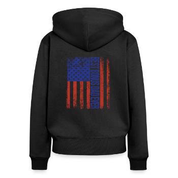 Best Bonus Dad Ever Fathers Day America Flag - Women's Premium Organic Zip Hoodie - black - Back - Julia (174cm)