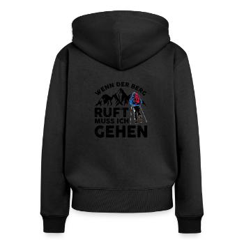 Wenn der Berg Ruft Muss Ich Gehen - Frauen Premium Bio Zip Hoodie - Schwarz - Hinten - Julia (174cm)