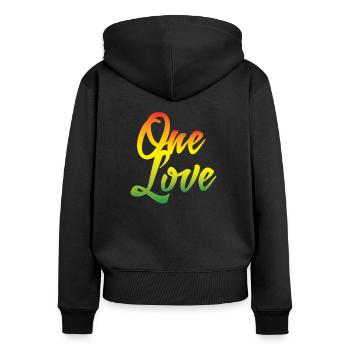 Reggae Amour - Sweat à capuche zippé Premium bio Femme - noir - Dos - Julia (174cm)