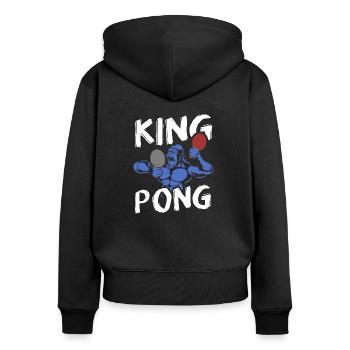 Ping pong - King Pong | Cadeau pour les sportifs - Sweat à capuche zippé Premium bio Femme - noir - Dos - Julia (174cm)