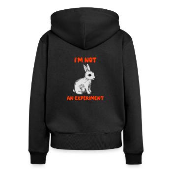Hase Tierschutz - Frauen Premium Bio Zip Hoodie - Schwarz - Hinten - Julia (174cm)