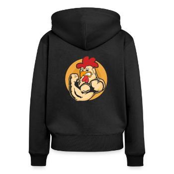 Poules musclées et musclées - Sweat à capuche zippé Premium bio Femme - noir - Dos - Julia (174cm)