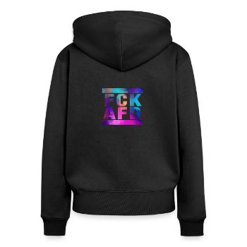 Contre les nazis - FCK AFD - Contre le droit - Sweat à capuche zippé Premium bio Femme - noir - Dos - Julia (174cm)