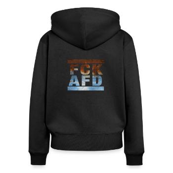 Contre les nazis - FCK AFD - Contre la droite - Sweat à capuche zippé Premium bio Femme - noir - Dos - Julia (174cm)