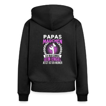 Papas Mädchen Ich War Einmal Sein Engel - Frauen Premium Bio Zip Hoodie - Schwarz - Hinten - Julia (174cm)