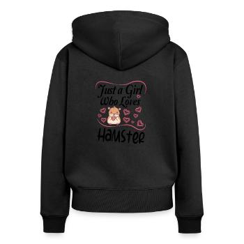 Hamster Hamsters : just a girl who loves Hamster - Women's Premium Organic Zip Hoodie - black - Back - Julia (174cm)