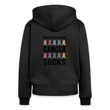 Cancer Sucks Cancer Awareness Whatever Color - Frauen Premium Bio Zip Hoodie - Schwarz - Hinten - Julia (174cm)