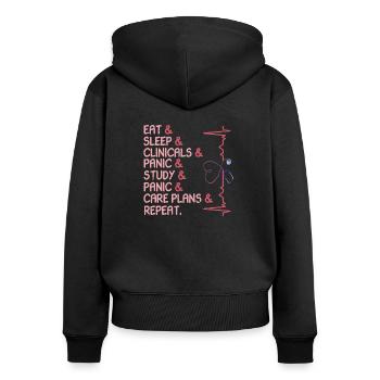 Krankenschwester Klinik Studieren Lustig Geschenk - Frauen Premium Bio Zip Hoodie - Schwarz - Hinten - Julia (174cm)