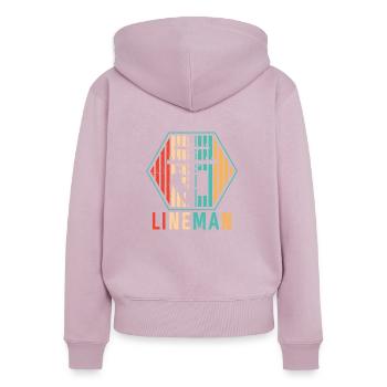 Retro Lineman Electric Cable - Women's Premium Organic Zip Hoodie - dusky pink - Back - Julia (174cm)