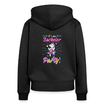 Enterrement de vie de garçon Mariée Célibataire - Sweat à capuche zippé Premium bio Femme - noir - Dos - Julia (174cm)