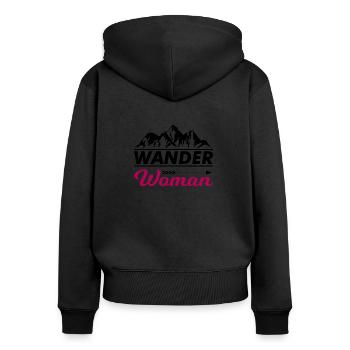 Wander Woman - Frauen Premium Bio Zip Hoodie - Schwarz - Hinten - Julia (174cm)