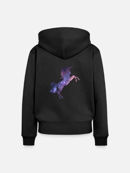 Unicorn Universe - Frauen Premium Bio Zip Hoodie - Schwarz