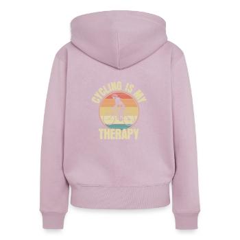 Radfahren ist mein Therapie-| Fahrradmädchen Retro - Frauen Premium Bio Zip Hoodie - Altrosa - Hinten - Julia (174cm)