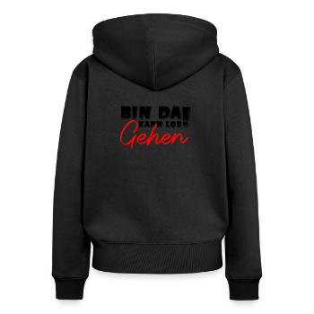 Bin DA KANN LOS GEHEN - Frauen Premium Bio Zip Hoodie - Schwarz - Hinten - Julia (174cm)