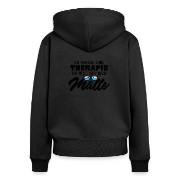Ich Brauche Keine Therapie ich muss nur nach Malle - Frauen Premium Bio Zip Hoodie - Schwarz - Hinten - Julia (174cm)