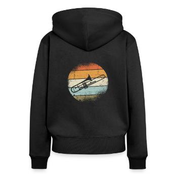 Posaunen Instrument - Frauen Premium Bio Zip Hoodie - Schwarz - Hinten - Julia (174cm)
