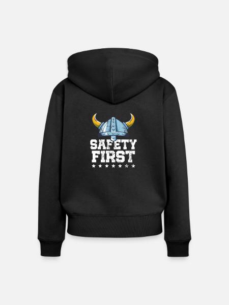Schutzhelm Sicherheit Erstes schützendes Wikingergeschenk - Frauen Premium Bio Zip Hoodie - Schwarz