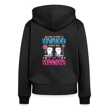 Zahnarzt Praxis Spruch Zähne Arzt Lustig Geschenk - Frauen Premium Bio Zip Hoodie - Schwarz - Hinten - Julia (174cm)