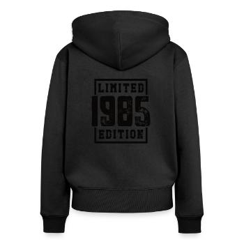 Geburtsjahr 1985 - Frauen Premium Bio Zip Hoodie - Schwarz - Hinten - Julia (174cm)