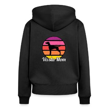 Vizsla Mom I Retro Vizsla Mom - Sweat à capuche zippé Premium bio Femme - noir - Dos - Julia (174cm)
