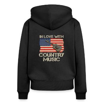In Love with Country Music Western Music Linedance - Frauen Premium Bio Zip Hoodie - Schwarz - Hinten - Julia (174cm)