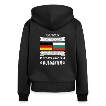 DEUTSCHLAND GESCHICHTE BULGARIEN - Frauen Premium Bio Zip Hoodie - Schwarz - Hinten - Julia (174cm)