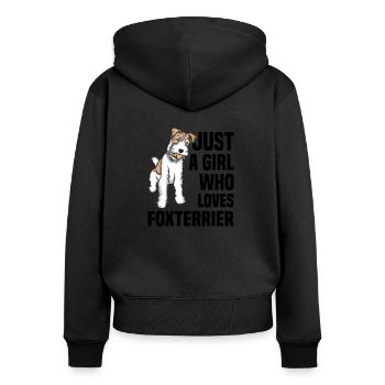 Foxterrier - Frauen Premium Bio Zip Hoodie - Schwarz - Hinten - Julia (174cm)